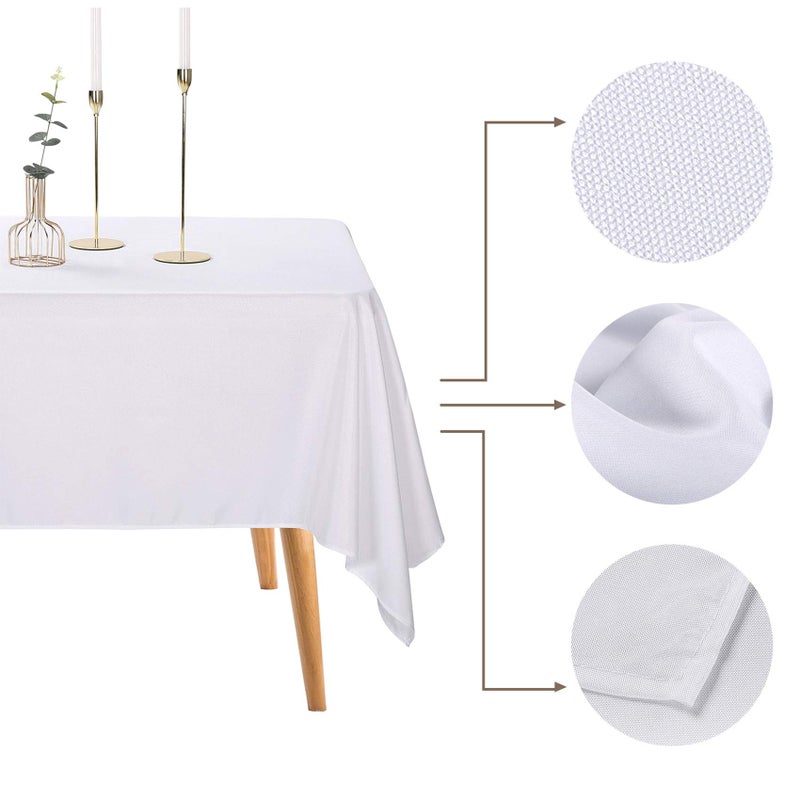 Ascoza 2pack 60x102 Inch White Rectangular Tablecloth 6 Feet Table Cloth in Polyester Fabric for Wedding/Banquet/Restaurant/Parties - Image 2